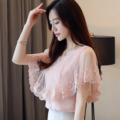 Chic Spring/Summer Korean Lace Blouse for Women