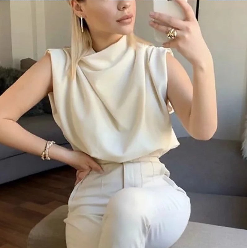 Women's Casual Sleeveless Solid Color Blouse
